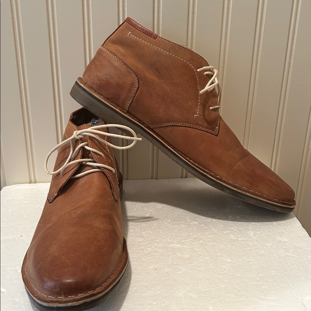 Steve Madden Leather Chukka LaceUp ankle bootie shoes men’s size 16 camel brown